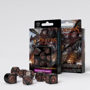 Набір кубиків Dragons Modern Dice Set Black & copper (7 шт.)