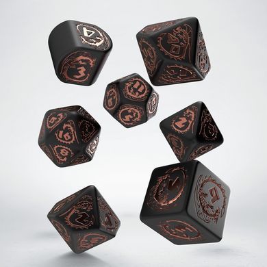 Набір кубиків Dragons Modern Dice Set Black & copper (7 шт.)