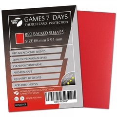 Протектори для карт Games7Days (66X91 MM RED, 80 шт.) (PREMIUM)