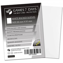 Протектори для карт Games7Days (66X91 MM WHITE, 80 шт.) (PREMIUM)