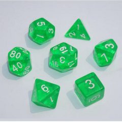 Набір кубиків - Transparent 7 Dice Set Green