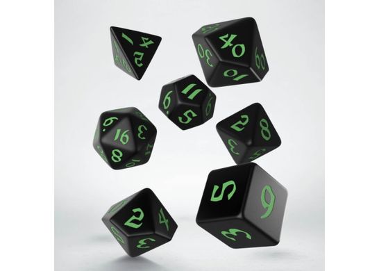 Набор кубиков Classic Runic Black & Green Dice Set (7 шт.)