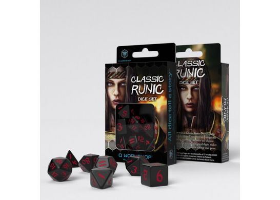 Набір кубиків Classic Runic Black & red Dice Set (7 шт.)