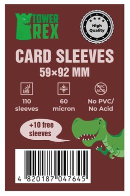 Протекторы для карт Tower Rex (59 х 92 мм, Card Sleeves, 110 шт.) (STANDART)
