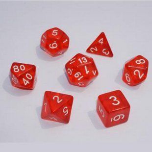 Набор кубиков - Transparent 7 Dice Set Red