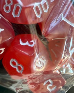 Набір кубиків (7 шт.) червоний із білими цифрами (Opaque Red with White Numbers Dice Set)