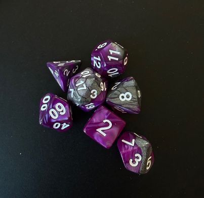 Набір кубиків у пробірці (7 шт.) фіолетово-сірий (Beholder Dice)