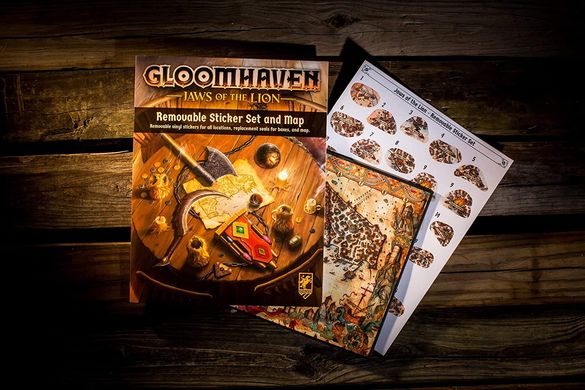 Gloomhaven Jaws of Lion Removable Sticker Sheet and Map
