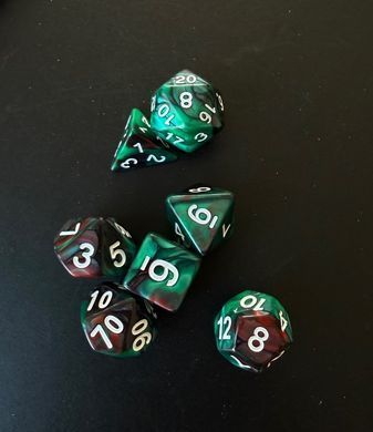 Набір кубиків у пробірці (7 шт.) зелено-червоний (Ancient Dragon Dice)