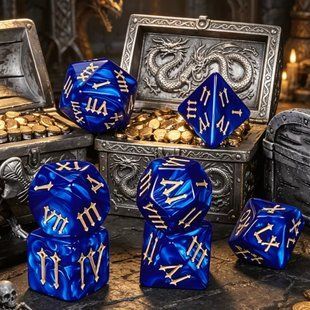Набір кубиків (7 шт.) синій з римськими цифрами (Roman Legion Blue Dice Set)