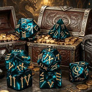 Набір кубиків (7 шт.) зелений з римськими цифрами (Roman Legion Green Dice Set)