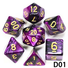 Набор кубиков D00, D4, D6, D8, D10, D12, D20 (Purple)