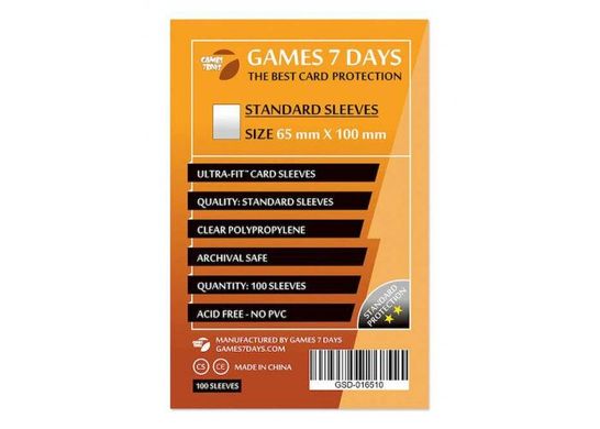 Протектори для карт Games7Days (65 х 100 мм, Magnum, 100 шт.) (STANDART)