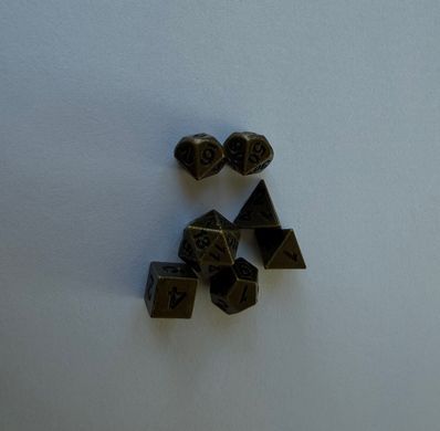 Набір кубиків (7 шт.) антична бронза (Antique Bronze Metal Dice Set), Міні