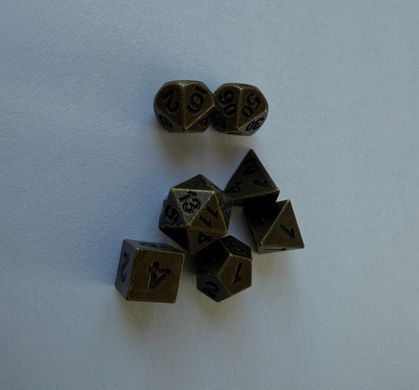 Набір кубиків (7 шт.) антична бронза (Antique Bronze Metal Dice Set), Міні