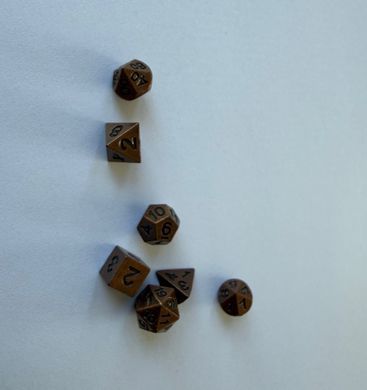 Набір кубиків (7 шт.) антична мідь (Antique Copper Metal Dice Set), Міні