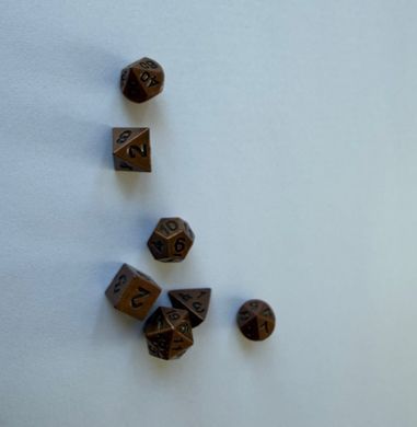 Набір кубиків (7 шт.) антична мідь (Antique Copper Metal Dice Set), Міні