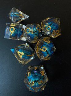 Набір кубиків (7 шт.) прозоро-синій з оком дракона (Legacy of Blue Eyes Liquid Core Dice Set)