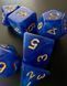 Набір кубиків (7 шт.) синій перламутровий з золотими цифрами (Scarab Royal Blue & Gold Dice Set) - 2