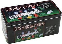 Набор для игры в покер в металлической коробке (200 фишек)