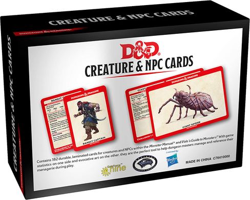 D&D Monster Cards NPCs and Creatures (182 cards)