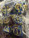 Набір кубиків (7 шт.) синій із золотим геловінським орнаментом (Halloween Blue & Gold Dice Set) - 3