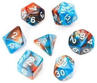 Набор кубиков D00, D4, D6, D8, D10, D12, D20 (Голубые)