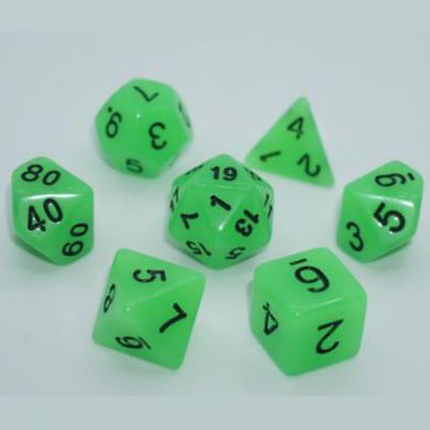 Набір кубиків - Glow In The Dark 7 Dice Set Light Green