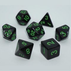 Набор кубиков - Opaque 7 Dice Set Black (W-green)