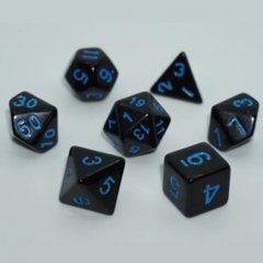 Набор кубиков - Opaque 7 Dice Set Black (W-blue)