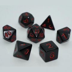 Набір кубиків - Opaque 7 Dice Set Black (W-red)