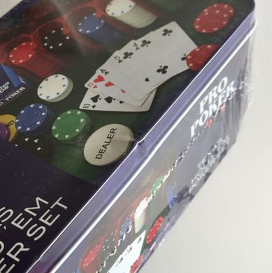 Набір для гри в покер «Техаський Холдем» у жестяній коробці УЦІНКА